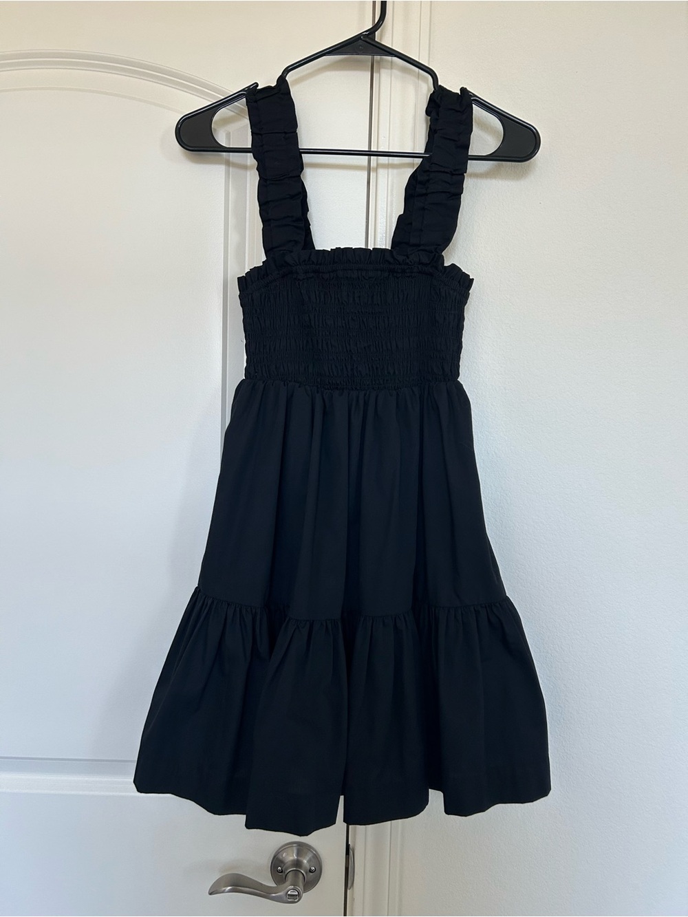 Abercrombie & Fitch Black Smocked Ruffle-Strap Tiered Dress